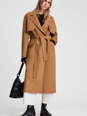 AllSaints Caramel Brown Long Coat